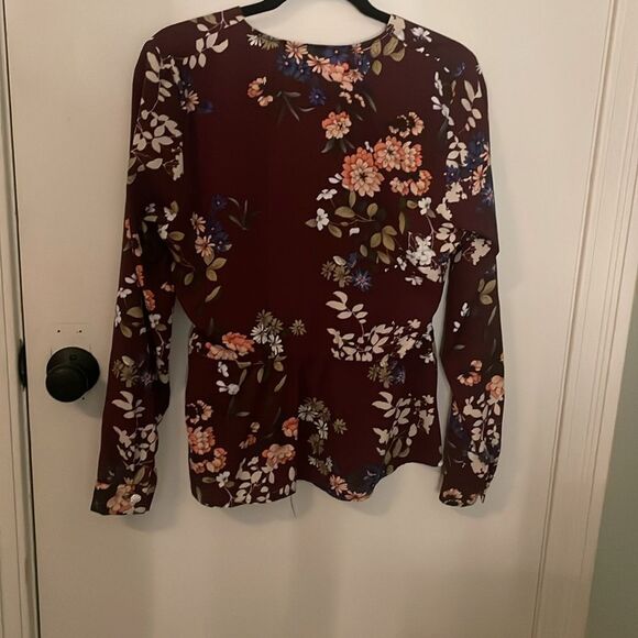 Dex Plum Floral Wrap Blouse - Picture 6 of 6